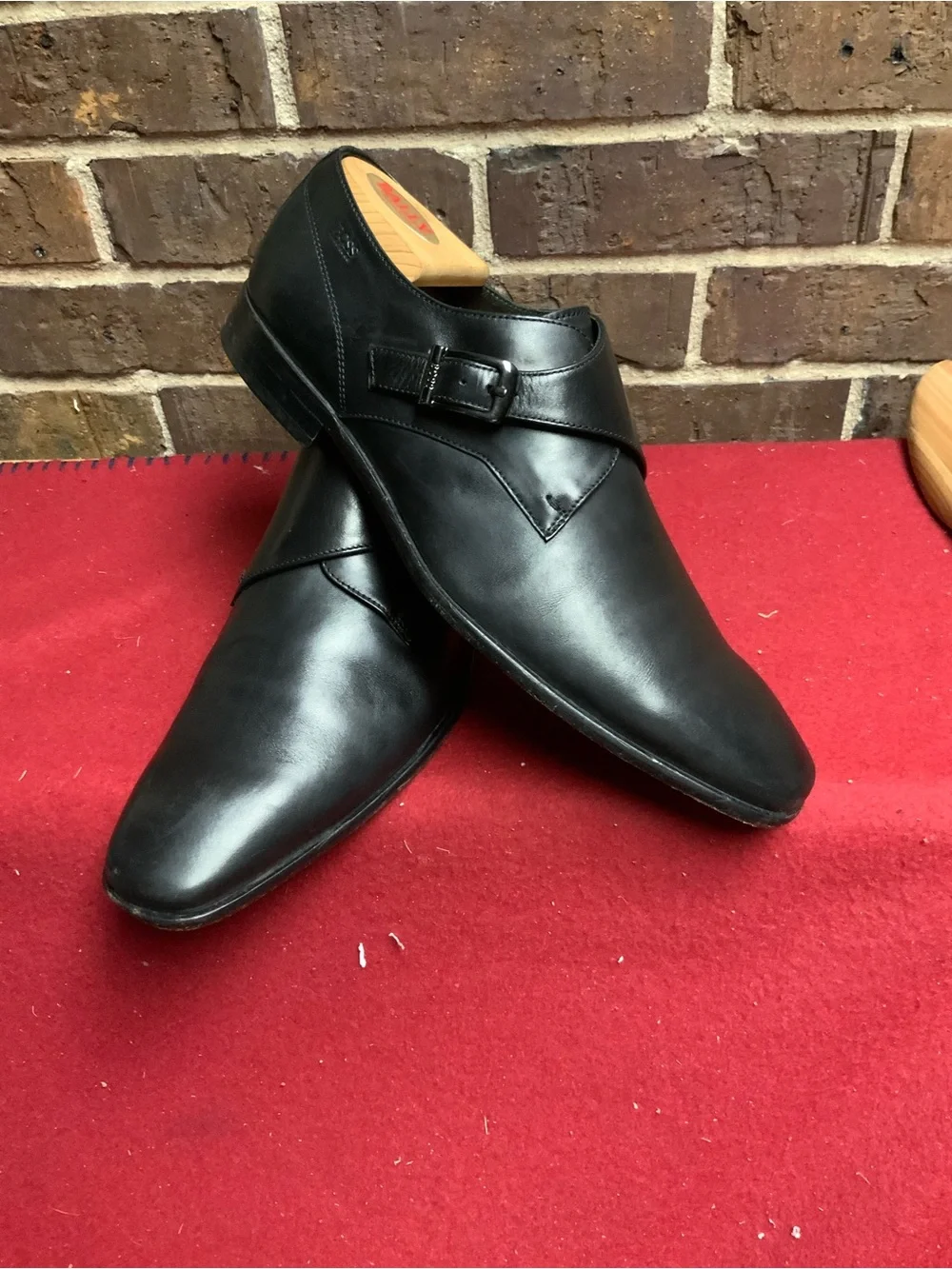 Men's Black Leather Single Monk Strap Dress Shoe